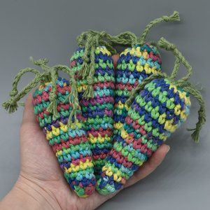 Hand Crafted Crochet catnip filled rainbow carrot cat toys set of four